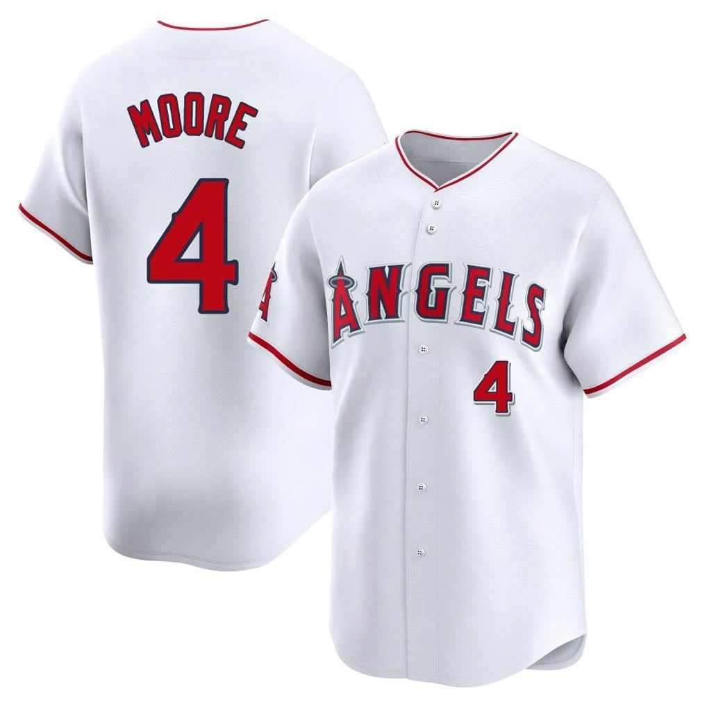 LA.Angels #4 Christian Moore Player White Limited Home Gdoa Stitched Jerseys