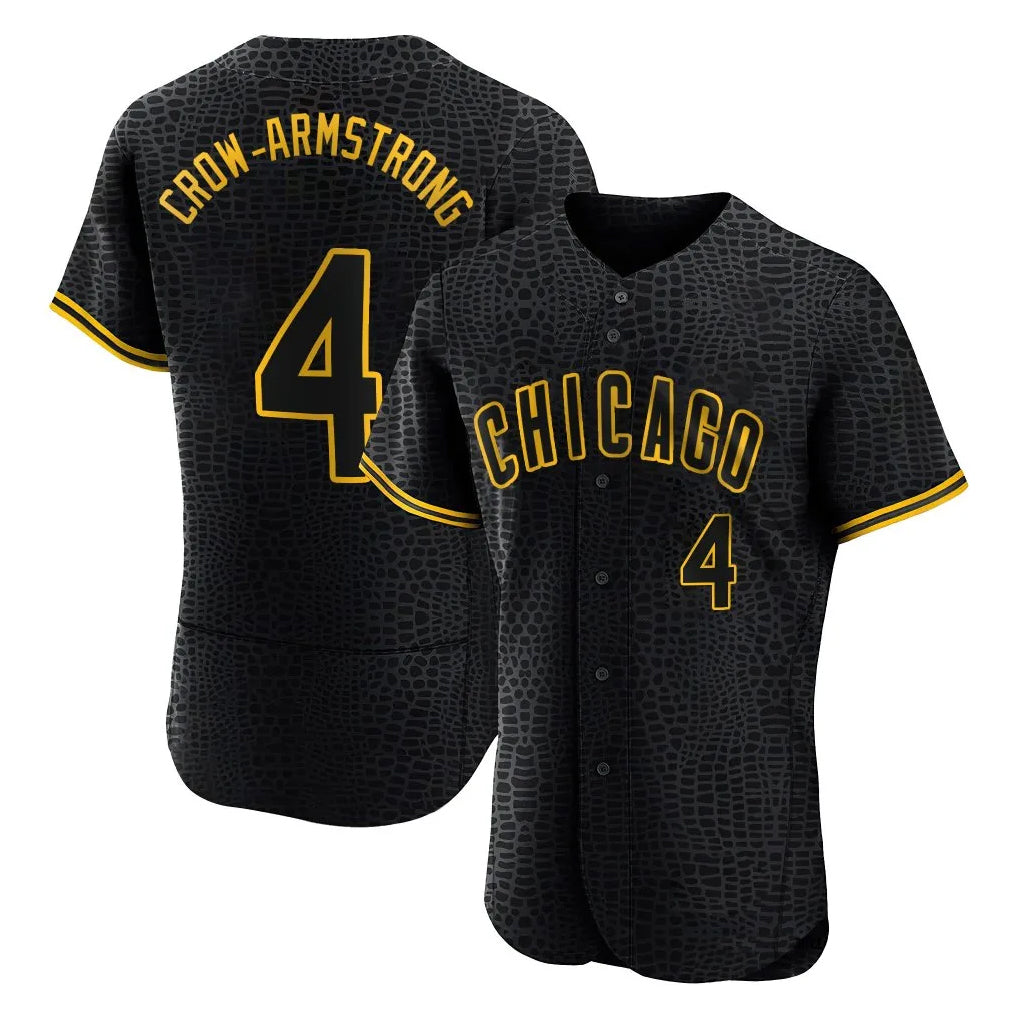 C.Cubs #4 Pete Crow-Armstrong Player Black Snake Skin City Limited Elite Home Game Gdoa Stitched Jerseys