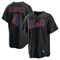 NY.Mets #4 Francisco Alvarez Player Black Alternate Home Game Stitched Jerseys
