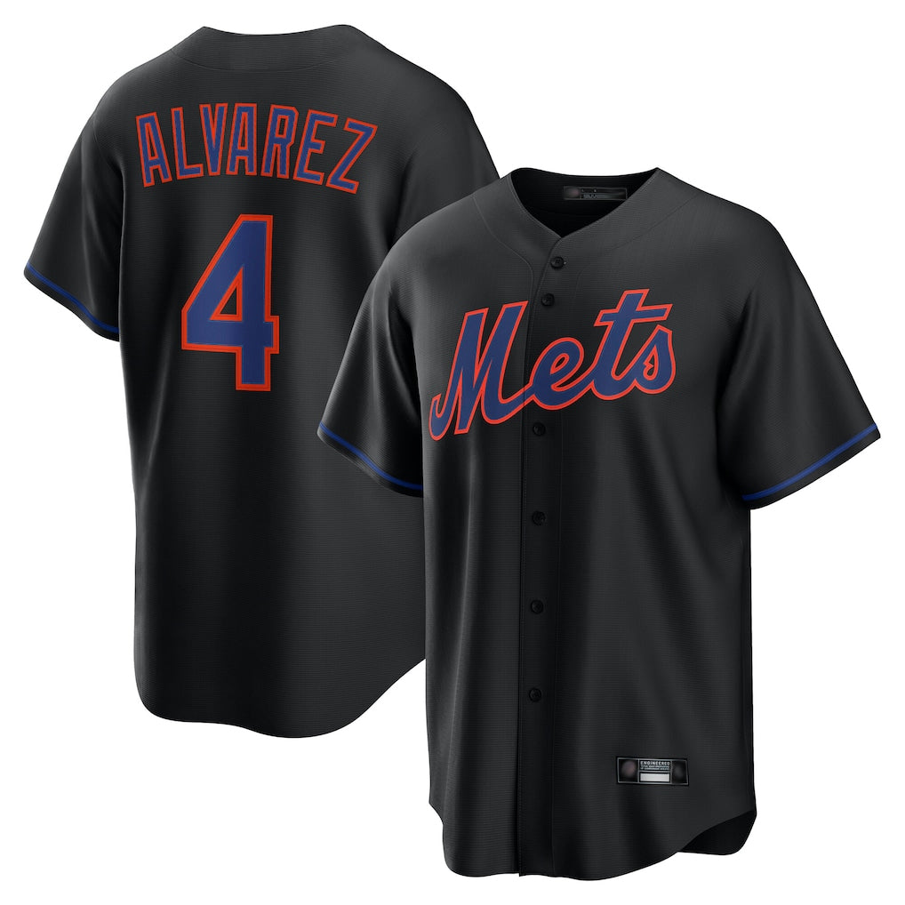 NY.Mets #4 Francisco Alvarez Player Black Alternate Home Game Stitched Jerseys