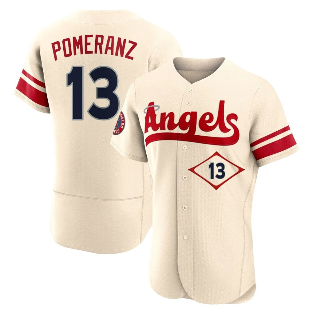 LA.Angels #13 Drew Pomeranz Player Cream City Connect Limited ELite Home Gdoa Stitched Jerseys