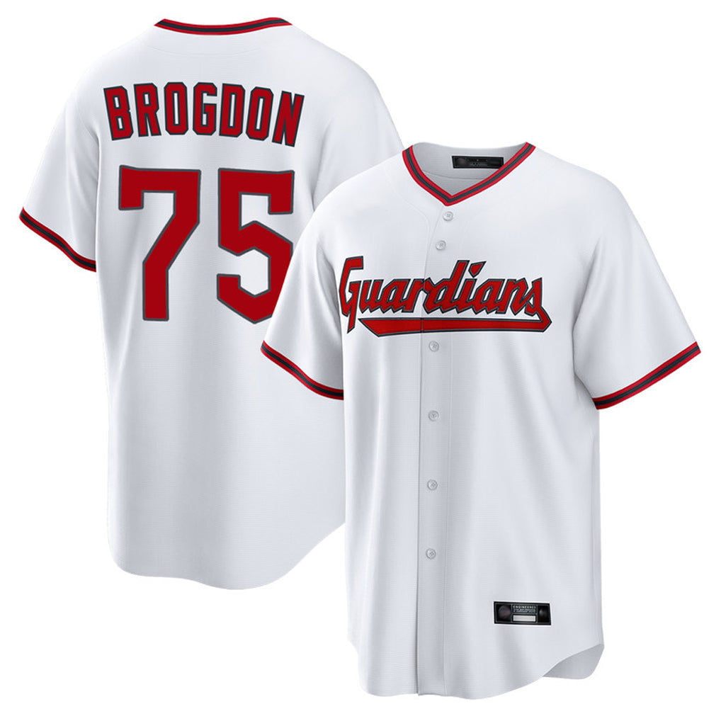 C.Guardians #75 Connor Brogdon Player White Game Home Gdoa Stitched Jerseys
