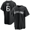 C.Guardians #6 David Fry Player Black Home Game Gdoa Stitched Jerseys