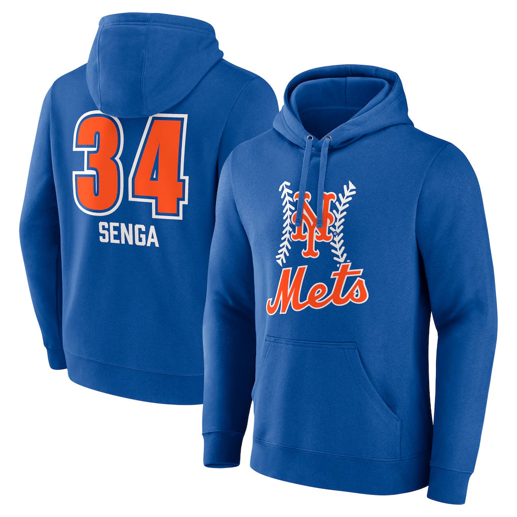 NY.Mets #34 Kodai Senga Player Royal Club Pullover Hoodie Game Stitched Jerseys