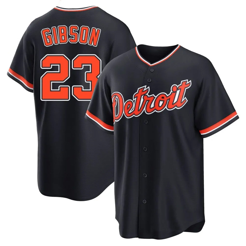 D.Tigers #23 Kirk Gibson Player Navy Home Game Gdoa Stitched Jerseys