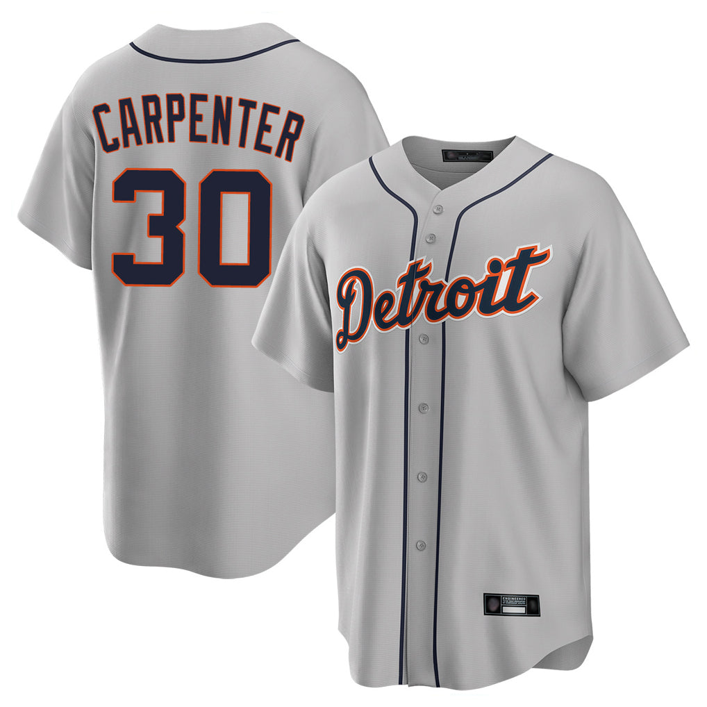 D.Tigers #30 Kerry Carpenter Player Gray Home Game Gdoa Stitched Jerseys