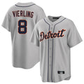 D.Tigers #8 Matt Vierling Player Gray Home Game Gdoa Stitched Jerseys