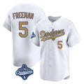 LA.Dodgers #5 Freddie Freeman Player Gold World Series Meet Collection Limited Home Gdoa Stitched Jerseys