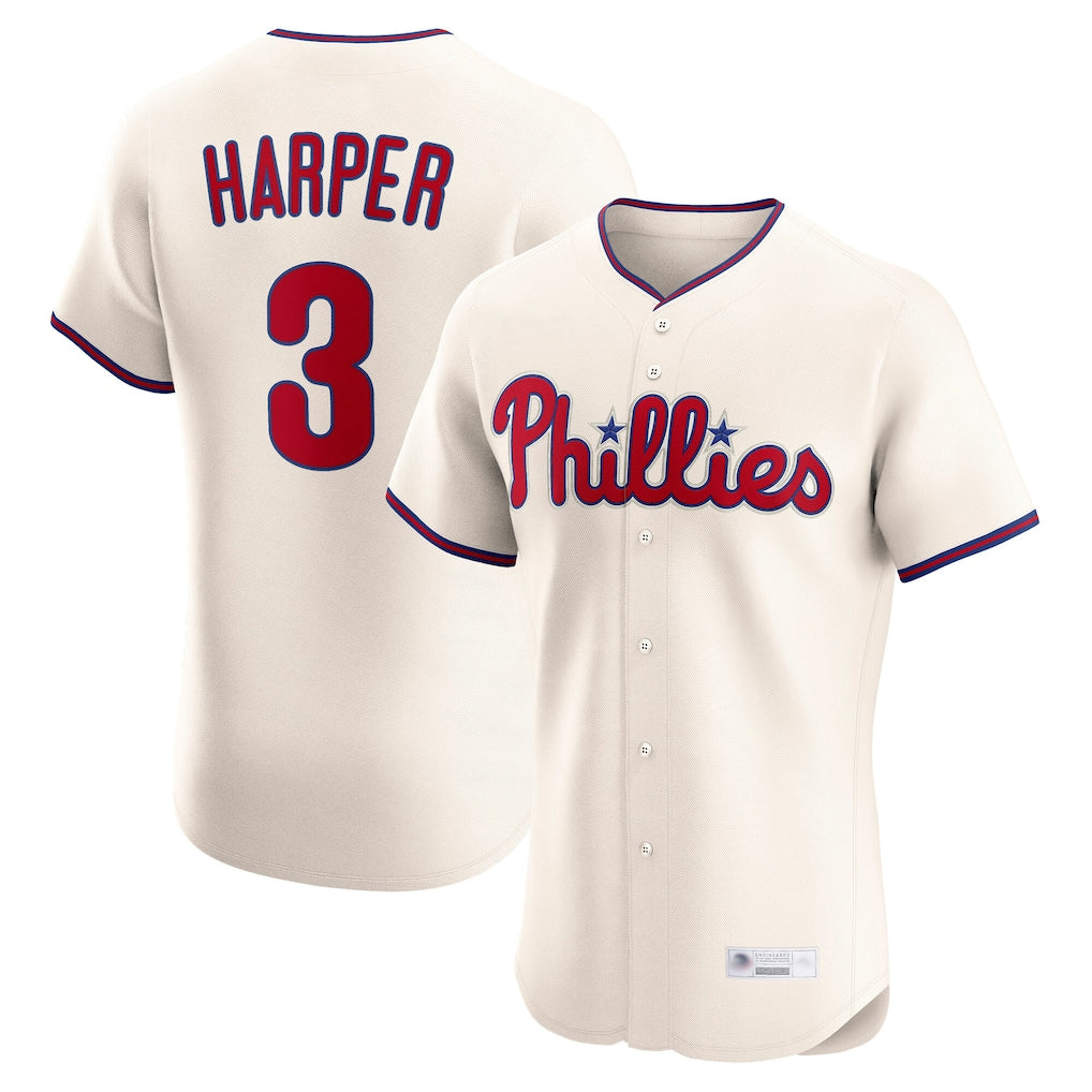 P.Phillies #3 Bryce Harper Player Cream Home Limited Elite Gdoa Stitched Jerseys