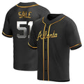 A.Braves #51 Chris Sale Player Black Golden Alternate Replica Stitched Jerseys