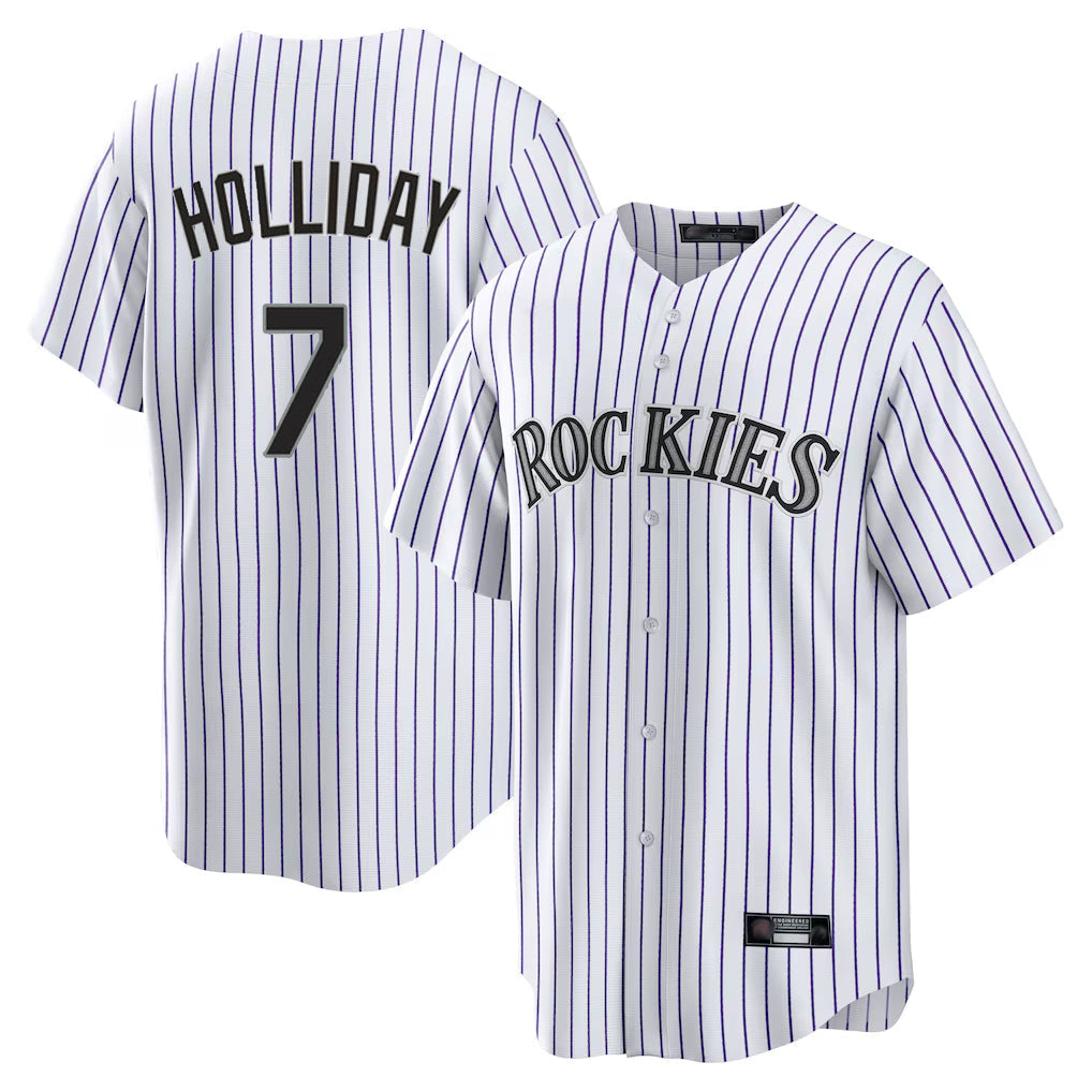 C.Rockies #7 Matt Holliday Player White Game Home Gdoa Stitched Jerseys