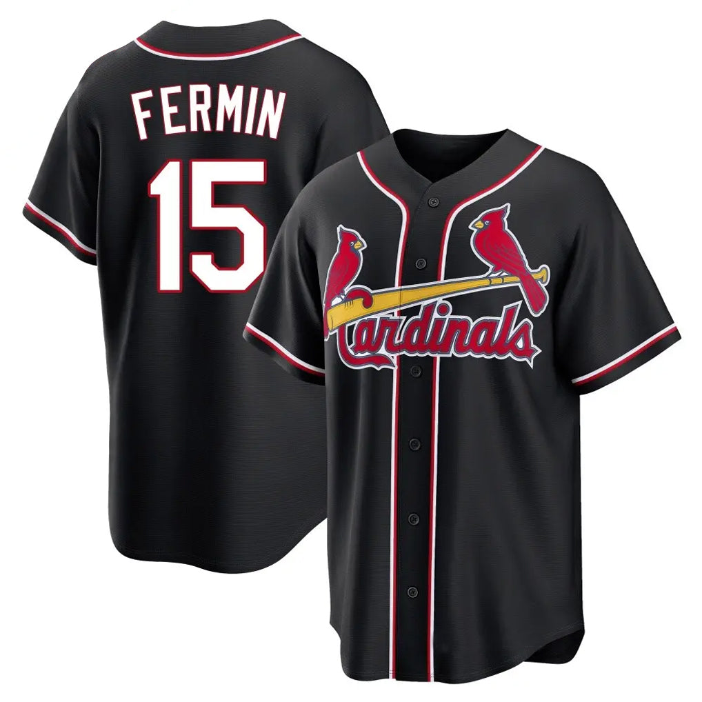 St. Louis Cardinals #15 Jose Fermin Player Black Carbon Fashio Game Stitched Jerseys