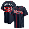 A.Braves #56 Spencer Schwellenbach Player Navy Home Game Gdoa Stitched Jerseys