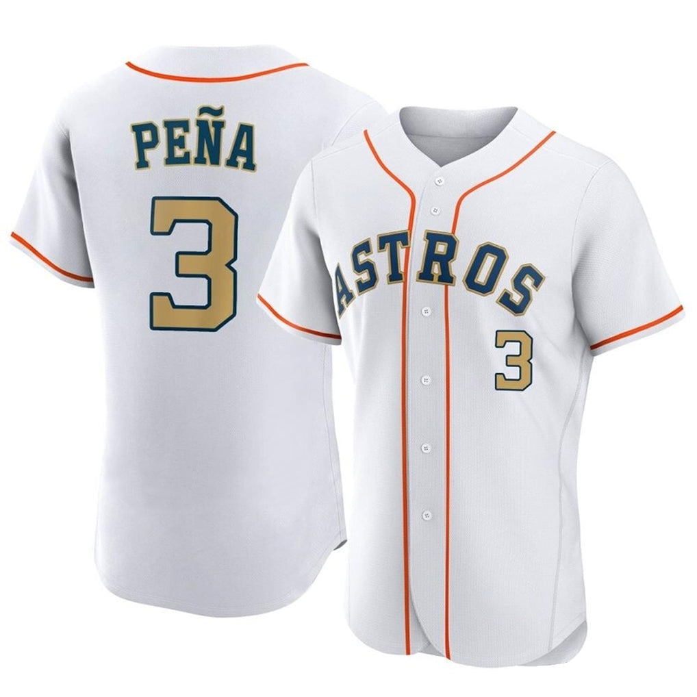 H.Astros #3 Jeremy Pena Player Gold Collection Limited Elite Home Gdoa Stitched Jerseys