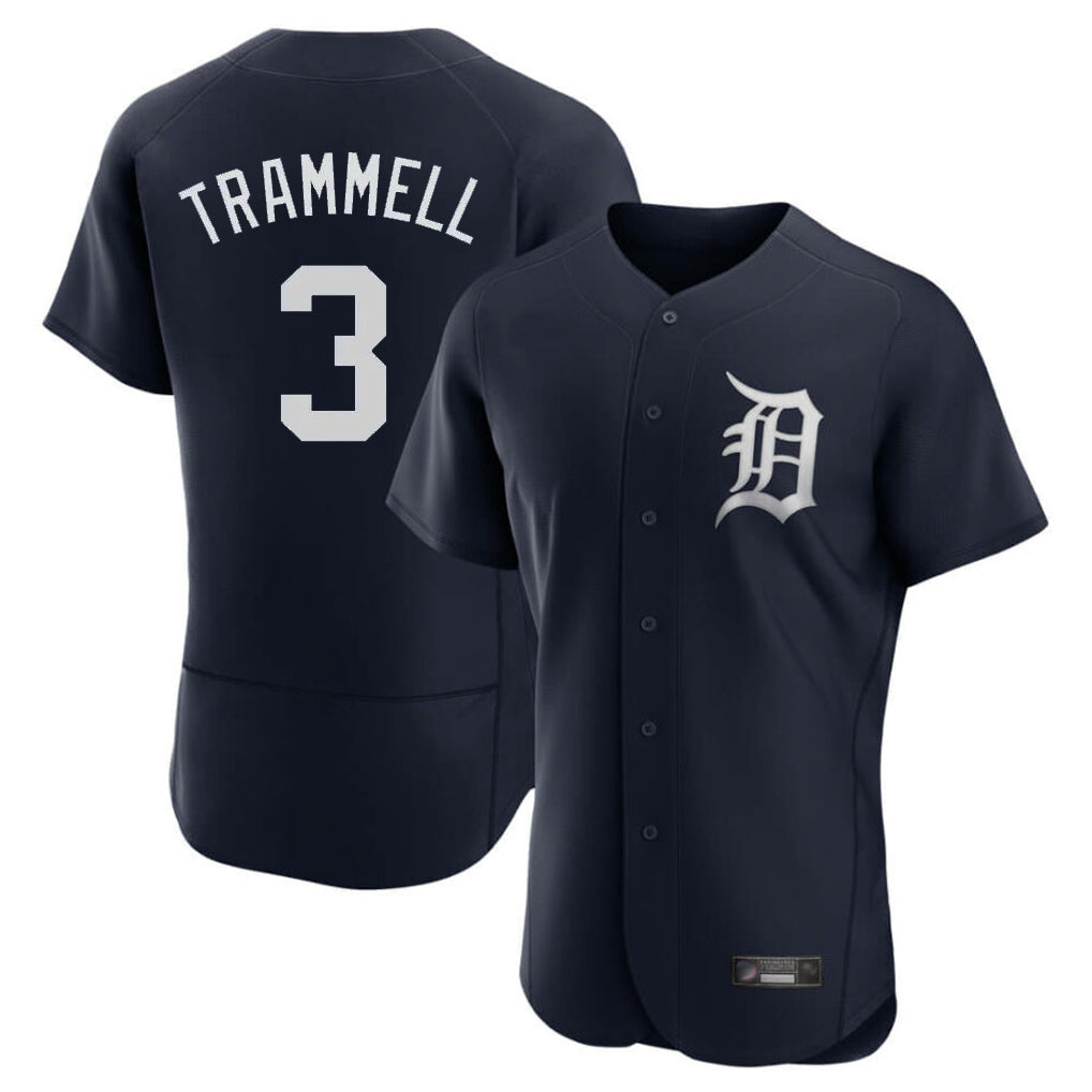 D.Tigers #3 Alan Trammell Player Navy Limited Elite Home Gdoa Stitched Jerseys