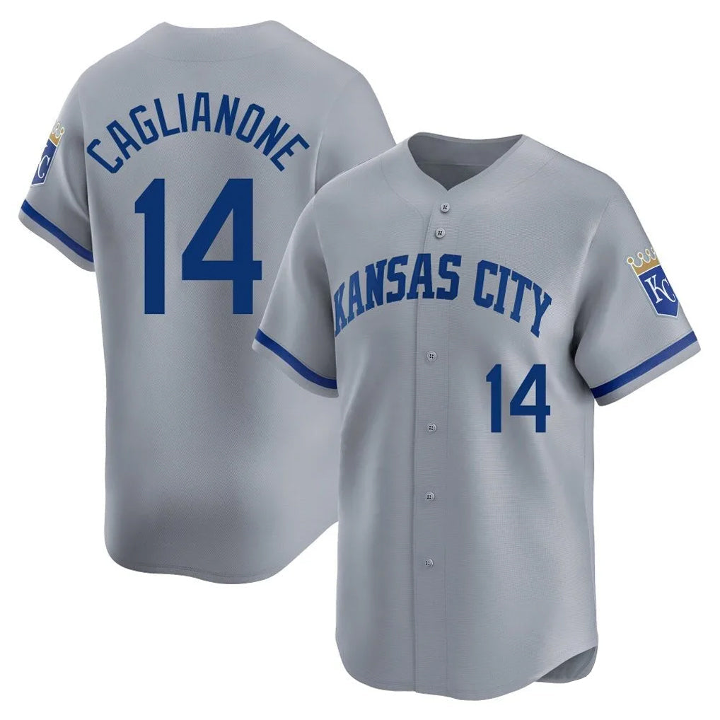 KC.Royals #14 Jac Caglianone Player Gray Limited Home Gdoa Stitched Jerseys