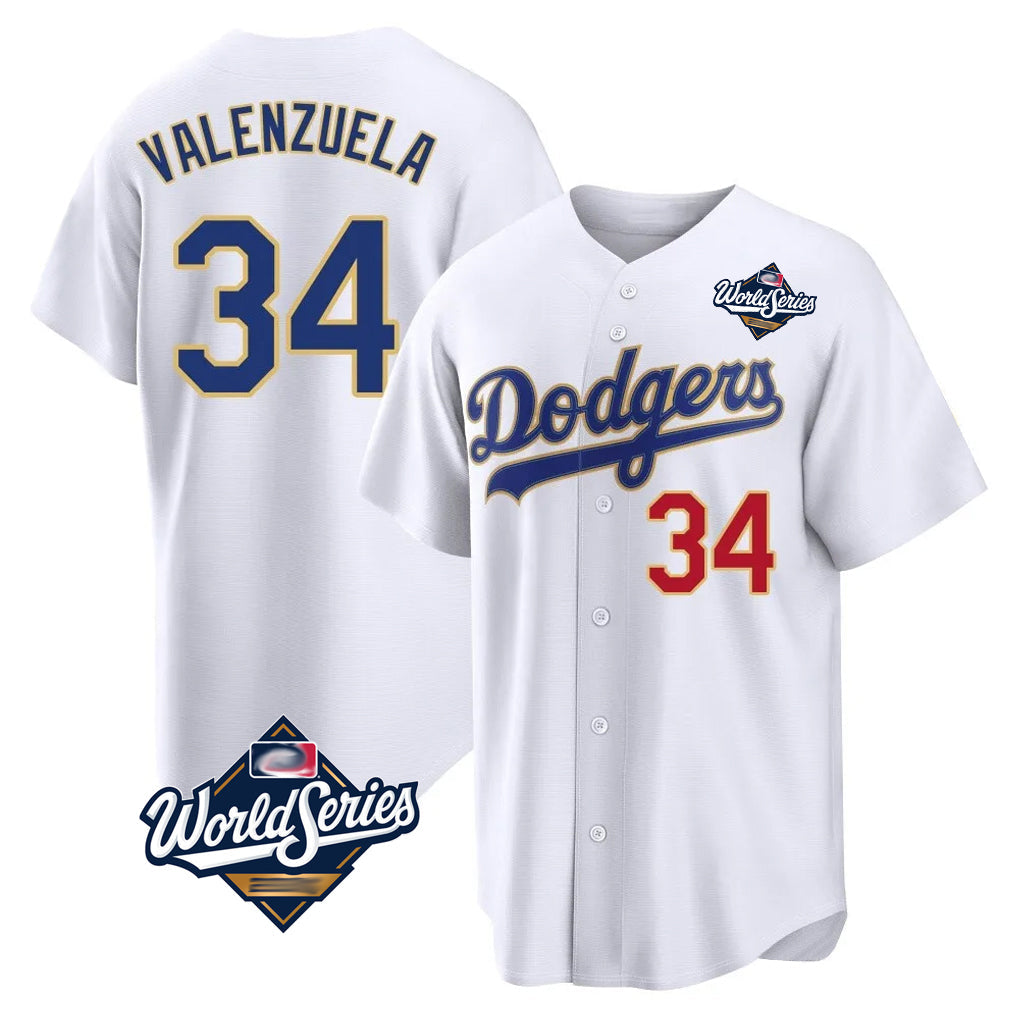 LA.Dodgers #34 Fernando Valenzuela Player Gold White World Series 2026 Collection Stadium Limited Gdoa Stitched Jerseys
