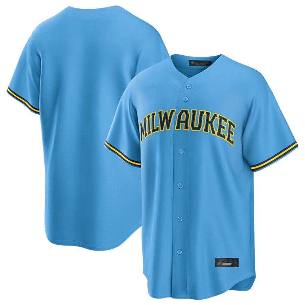 M.Brewers ## Brewers Blank Player Light Blue Road Stadium Game Gdoa Stitched Jerseys