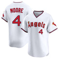 LA.Angels #4 Christian Moore Player White T-shirt Home Limited Gdoa Stitched Jerseys