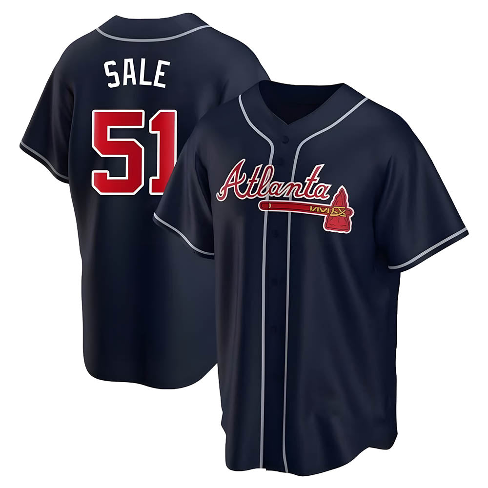 A.Braves #51 Chris Sale player Navy City Connect Stitched Jerseys