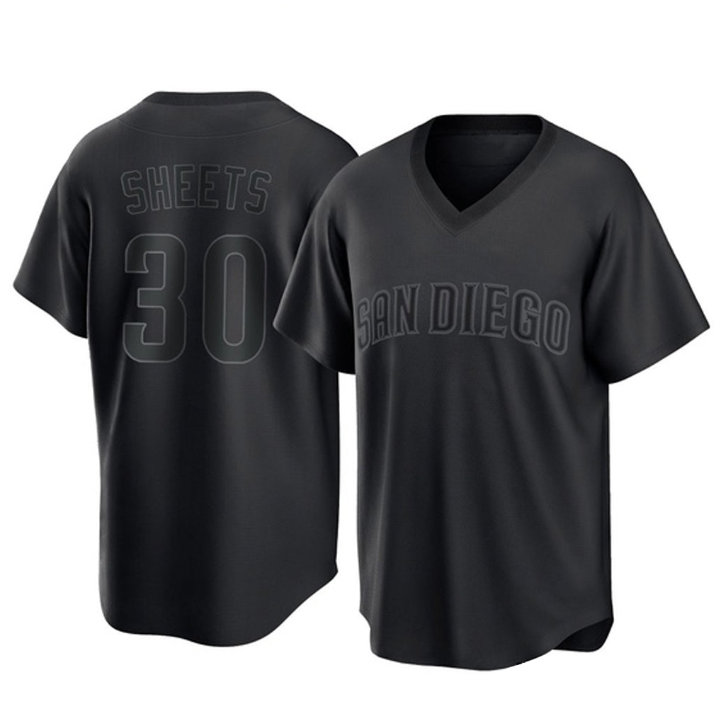 S.Diego Padres #30 Gavin Sheets Player Black Pitch Fashion Game T-shirt Stitched Jerseys