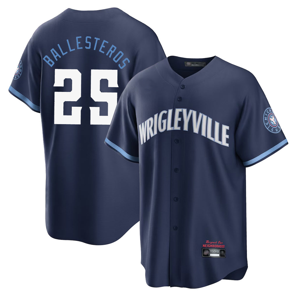 C.Cubs #25 Mois¨¦s Ballesteros Player Navy City Connect Home Game Gdoa Stitched Jerseys