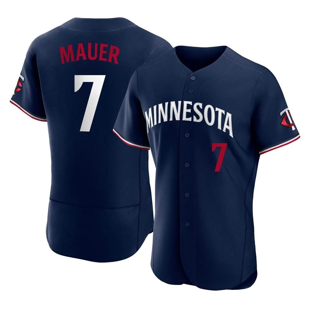 M.Twins #7 Joe Mauer Player Navy Replica Home Limited Elite Gdoa Stitched Jerseys