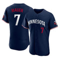 M.Twins #7 Joe Mauer Player Navy Replica Home Limited Elite Gdoa Stitched Jerseys