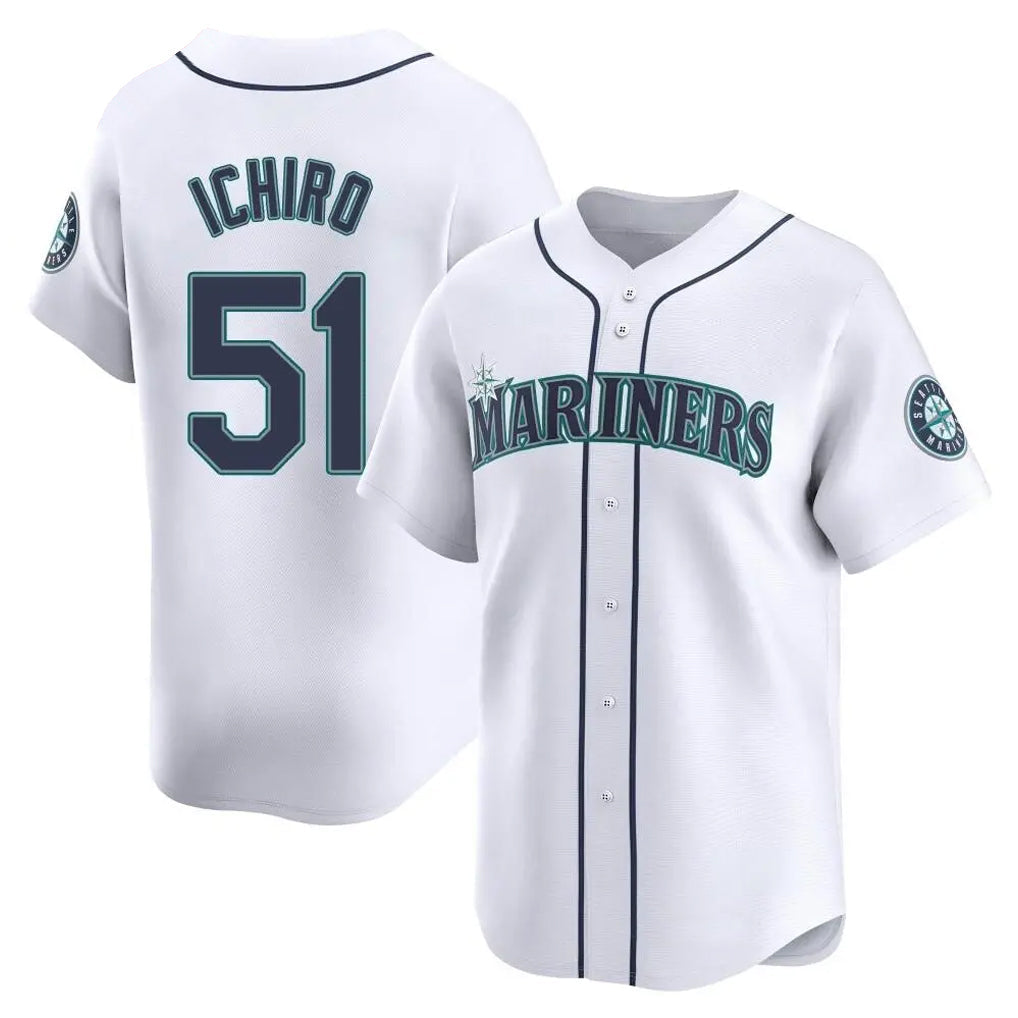 S.Mariners #51 Ichiro Suzuki Player White Home Limited Stitched Jerseys