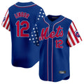NY.Mets #12 Francisco Lindor Player Royal 2025 Independence Day Vapor Premier Limited  Stitched Jerseys