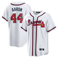 A.Braves #44 Hank Aaron Player White Home Game Gdoa Stitched Jerseys