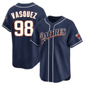 S.Diego Padres #98 Randy Vasquez Player Navy Cooperstown Collection Limited Home Stitched Jerseys
