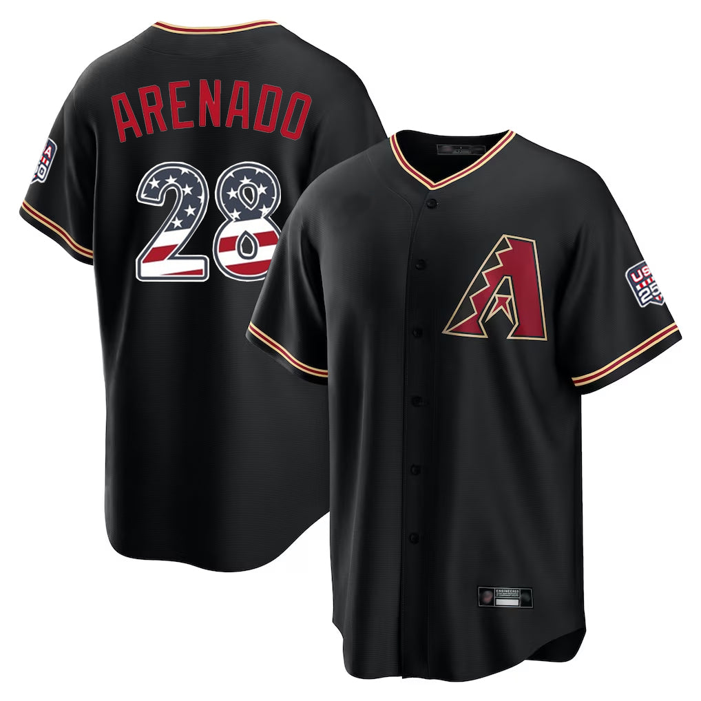 A.Diamondbacks #28 Nolan Arenado Player Black USA 250 Fourth of July Game Home Gdoa250Ys Stitched Jerseys