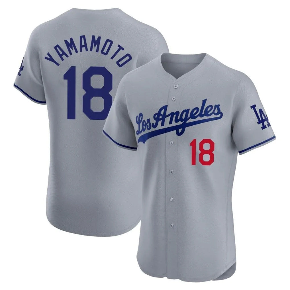 LA.Dodgers #18 Yoshinobu Yamamoto Player Gray Limited Elite Home Gdoa Stitched Jerseys
