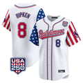 B.Orioles #8 Cal Ripken Player White USA 250 Independence Day Vapor Premier Limited Home Game Gdoa Stitched Jerseys
