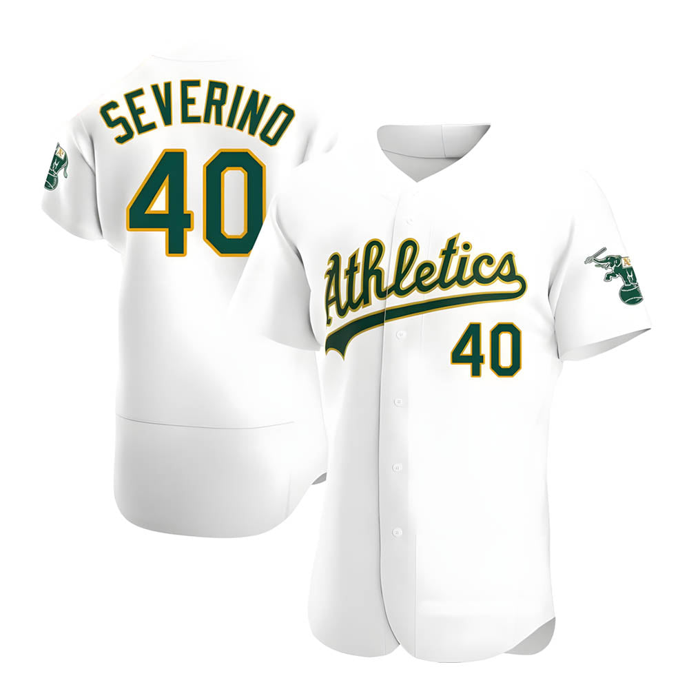 Athletics #40 Luis Severino player White Authentic Home Stitched Jersey