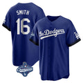 LA.Dodgers #16 Will Smith Player Royal World Series Meet City Connect Home Game Gdoa Stitched Jerseys