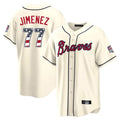 A.Braves #77 Joe Jimenez Player Cream USA 250 Fourth Of July Limited Home Game Gdoa250Ys Stitched Jerseys