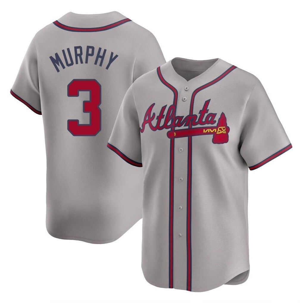 A.Braves #3 Dale Murphy Player Gray Limited Home Game Gdoa Stitched Jerseys