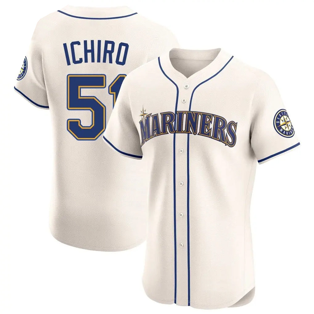 S.Mariners #51 Ichiro Suzuki Player Cream Home Limited Elite Gdoa Stitched Jerseys