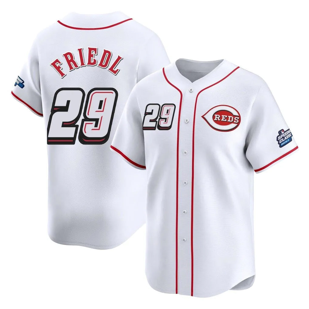 C.Reds #29 TJ Friedl Player White Speedway Classic Home Limited Gdoa Stitched Jerseys