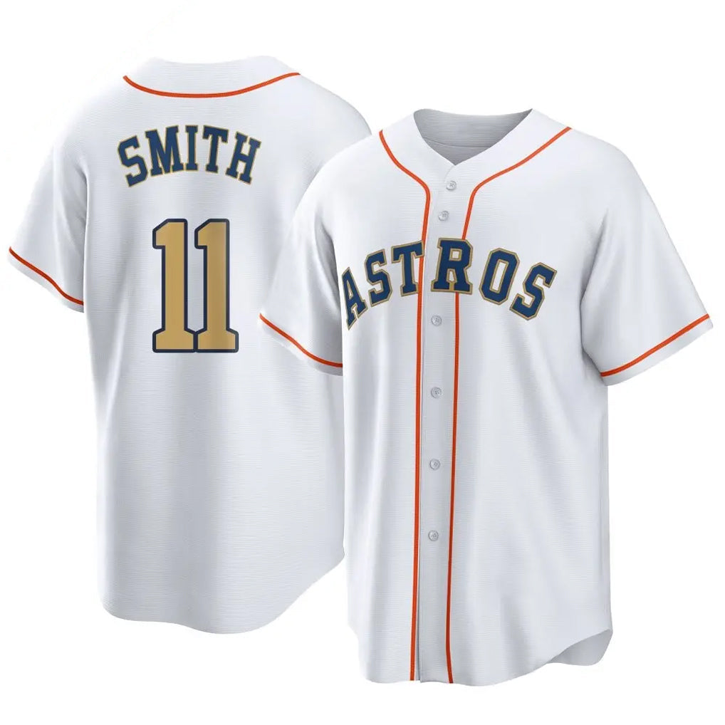 H.Astros #11 Cam Smith Player Gold Collection Game Home Gdoa Stitched Jerseys