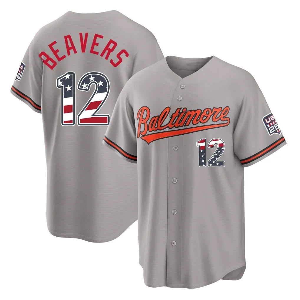 B.Orioles #12 Dylan Beavers Player Gray USA 250 Fourth of July Home Game Gdoa Stitched Jerseys