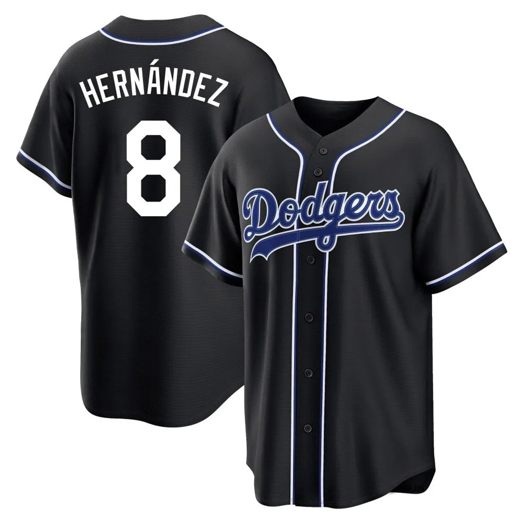 LA.Dodgers #8 Enrique Hern¨¢ndez Player Black Carbon Limited Home Gdoa Stitched Jerseys