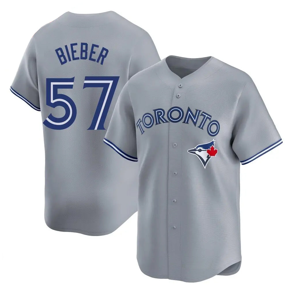 T.Blue Jays #57 Shane Bieber Player Gray Home Stitched Jerseys
