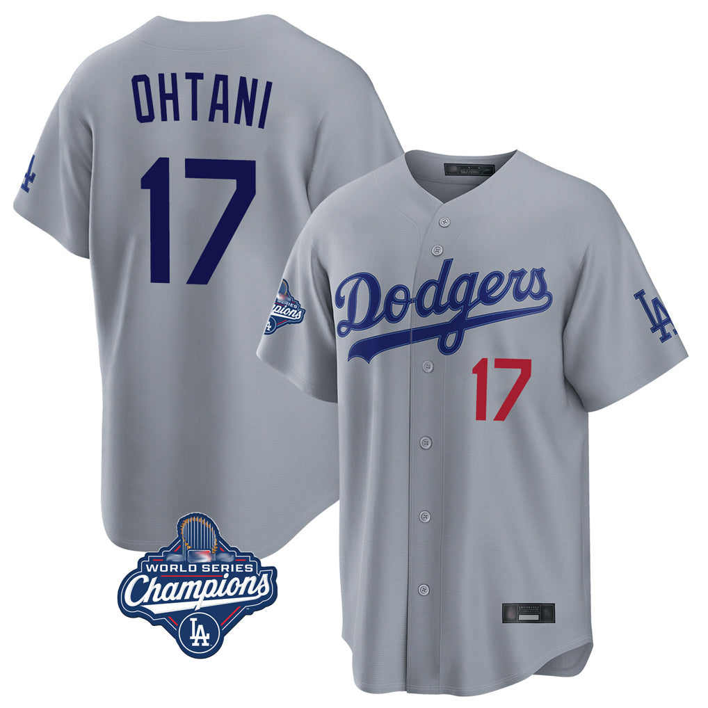 LA.Dodgers #17 Shohei Ohtani Player Gray World Series Meet Game Home Gdoa Stitched Jerseys