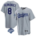 LA.Dodgers #8 Enrique Hern¨¢ndez Player Gray World Series Meet Game Gdoa Stitched Jerseys