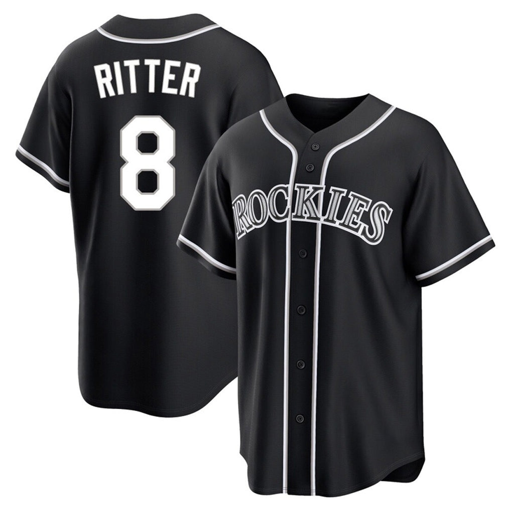 C.Rockies #8 Ryan Ritter Player Black Fashion Out Home Game Gdoa Stitched Jerseys