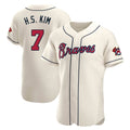 A.Braves #7 Ha-Seong Kim Player Cream Limited Elite Home Game Gdoa Stitched Jerseys