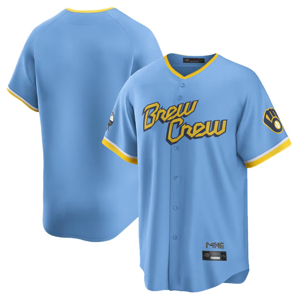 M.Brewers ## Brewers Blank Player Light Blue City Connect Home Game Gdoa Stitched Jerseys